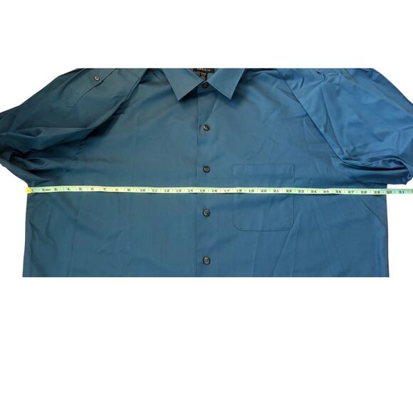 Van Heusen Solid Blue Button-Down Mens Size 2XLT (19-19.5) - Picture 4 of 6